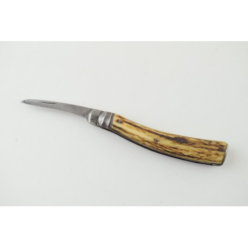 2 - Saynor Cooke & Ridal Sheffield Flat Cap Bone Handle Pocket Knife Pruner of Small Size c1890