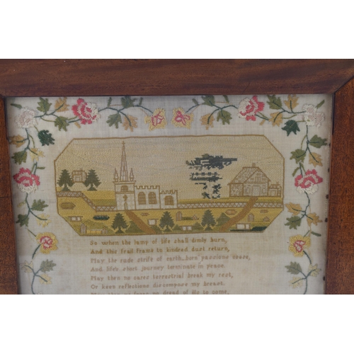 21 - 19th century sampler, by Mary Crossley Hitcote, Gloucestershire, 13th April 1937, in later frame, 'S... 