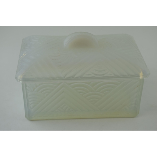 26 - French Art Deco  'Pierre D' Avesn' iridescent glass lidded box. 22cm x 16cm x 13cm.