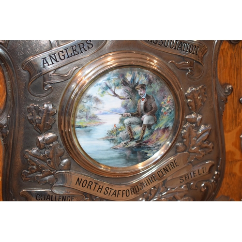 27 - The Northern Anglers Association 'North Staffordshire Central Challenge Shield 1908. Golden oak shie... 