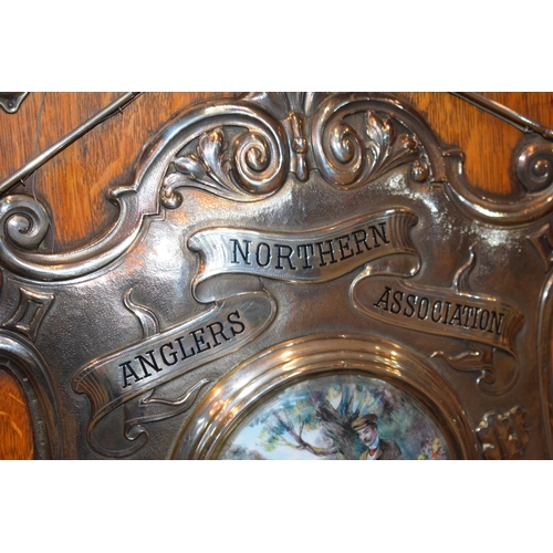 27 - The Northern Anglers Association 'North Staffordshire Central Challenge Shield 1908. Golden oak shie... 