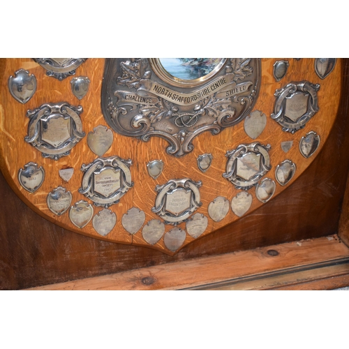 27 - The Northern Anglers Association 'North Staffordshire Central Challenge Shield 1908. Golden oak shie... 