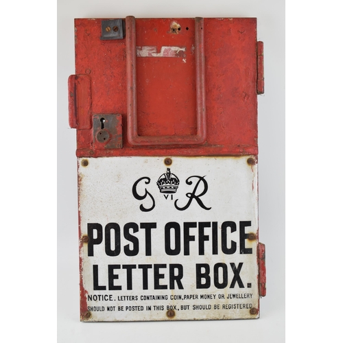 39 - G R George VI cast iron PO Post Office box front with original enamel sign and Post Office sign toge... 