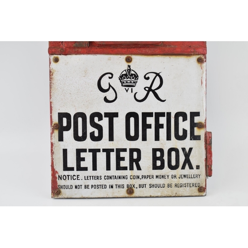 39 - G R George VI cast iron PO Post Office box front with original enamel sign and Post Office sign toge... 