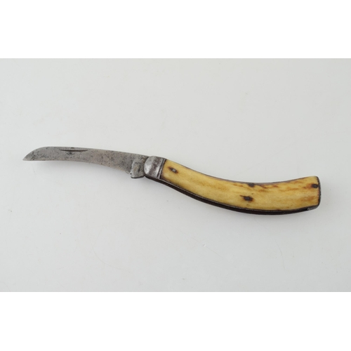 4 - Sheffield Bone Handle Flat Cap Folding Pocket Knife Pruner c1890