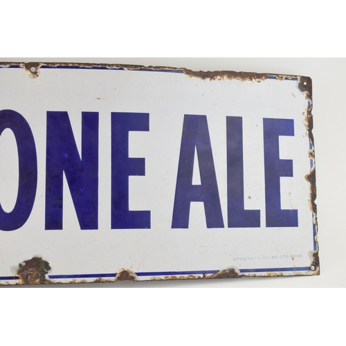 40 - A Joules 'Stone Ale' enamel brewery advertising sign. White ground with  cobalt blue lettering and r... 