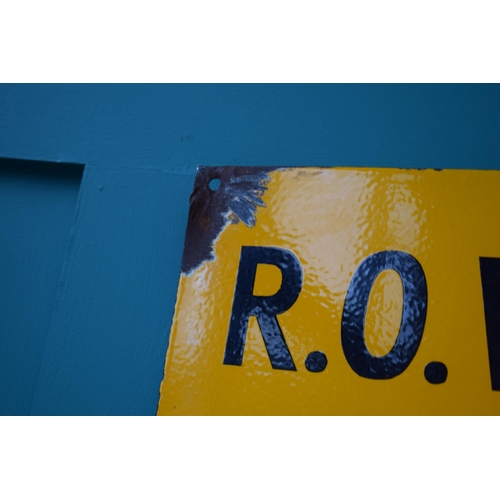 47 - Enamel sign 'R.O. WRIGHT & Co. Ltd.' STRUCTURAL ENGINEERS 'BANBURY'. Yellow ground with black letter... 