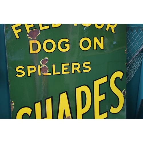 48 - Early 20th century enamel point of sale shop advertising sign. Green ground with yellow lettering. '... 