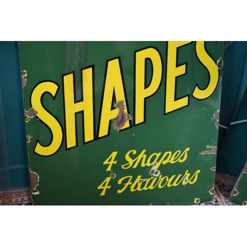 48 - Early 20th century enamel point of sale shop advertising sign. Green ground with yellow lettering. '... 