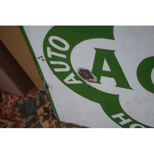 49 - Early 20th century double sided enamel hotel sign. White ground with green lettering. 'ACU - AUTO CY... 