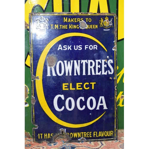 51 - Edwardian Rowntree's Elect Cocoa Enamel Advertising Sign c1910