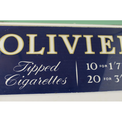 53 - Two Glass Shop Advertising Signs Condor Tobacco and Olivier Cigarettes