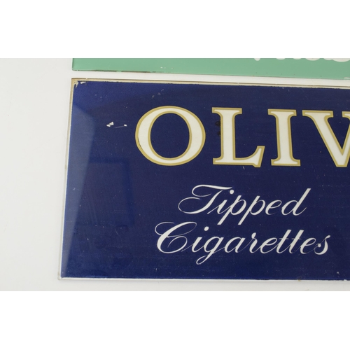 53 - Two Glass Shop Advertising Signs Condor Tobacco and Olivier Cigarettes