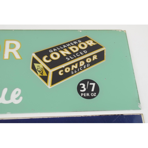 53 - Two Glass Shop Advertising Signs Condor Tobacco and Olivier Cigarettes