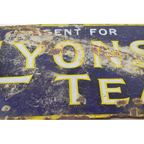 55 - An early 20th century double sided enamel advertising point of sale sign. Agents For 'LYONS' TEA'. C... 