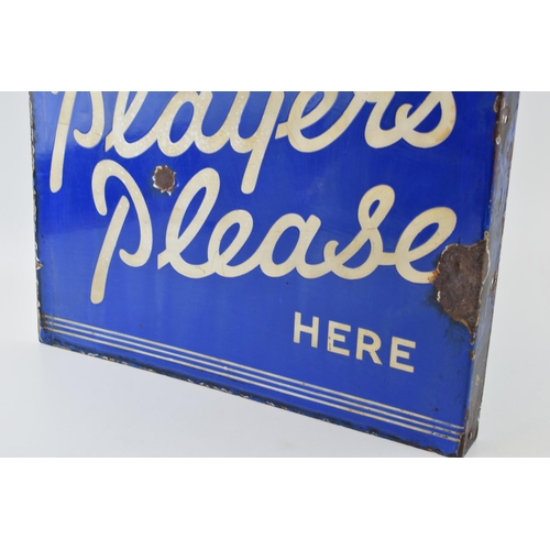 59 - An early 20th century double sided enamel advertising point of sale sign. Get your 'PLAYERS PLEASE' ... 