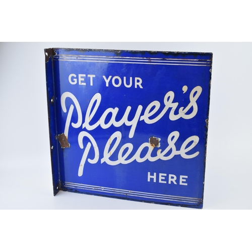 59 - An early 20th century double sided enamel advertising point of sale sign. Get your 'PLAYERS PLEASE' ... 