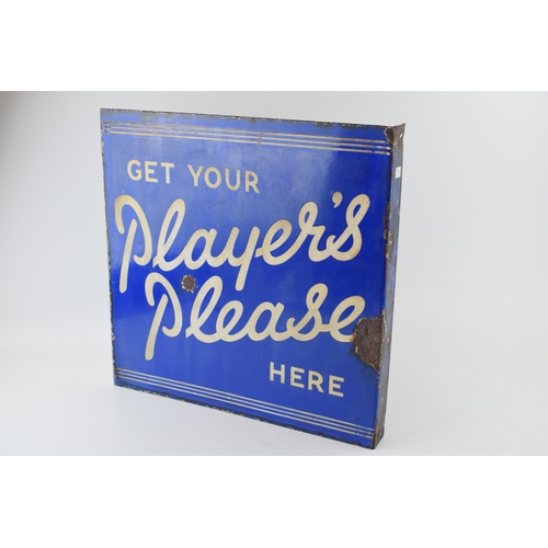 59 - An early 20th century double sided enamel advertising point of sale sign. Get your 'PLAYERS PLEASE' ... 