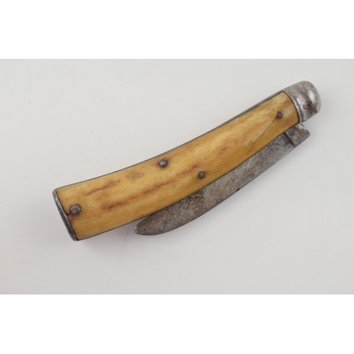 6 - c19th Bone Handle Flat Cap Folding Pocket Pruning Knife Possibly Wade Wingfield Rowbotham 82 Tenter ... 