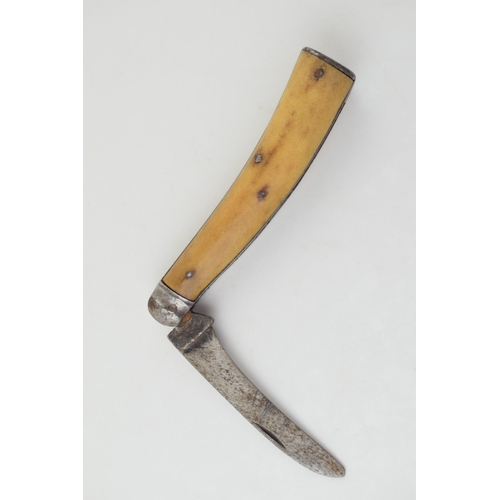 6 - c19th Bone Handle Flat Cap Folding Pocket Pruning Knife Possibly Wade Wingfield Rowbotham 82 Tenter ... 