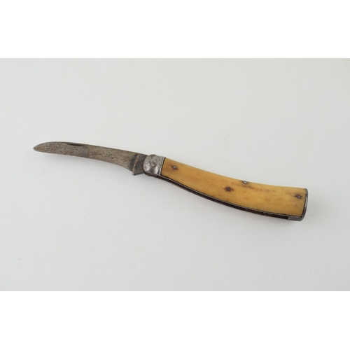 6 - c19th Bone Handle Flat Cap Folding Pocket Pruning Knife Possibly Wade Wingfield Rowbotham 82 Tenter ... 