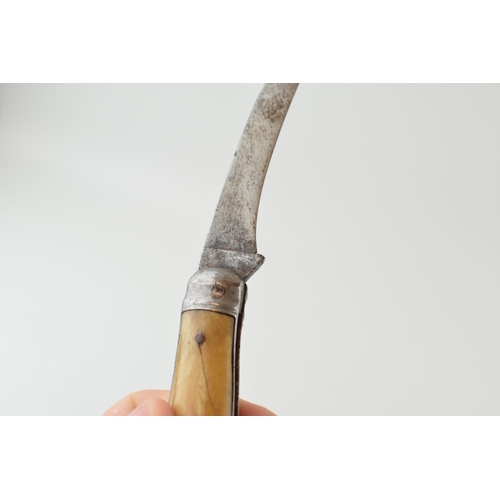 6 - c19th Bone Handle Flat Cap Folding Pocket Pruning Knife Possibly Wade Wingfield Rowbotham 82 Tenter ... 