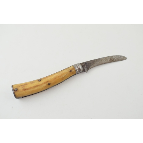 6 - c19th Bone Handle Flat Cap Folding Pocket Pruning Knife Possibly Wade Wingfield Rowbotham 82 Tenter ... 