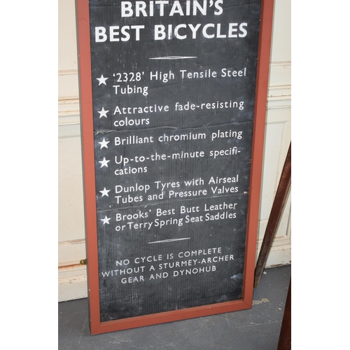 63 - 'Rudge Bicycles' point of sale advertising display sign on card. Circa 1950. Professionally framed a... 