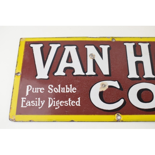 66 - Early 20th century enamel point of sale advertising sign. 'VAN HOUTEN'S' COCOA' Best & Goes Farthest... 