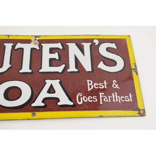 66 - Early 20th century enamel point of sale advertising sign. 'VAN HOUTEN'S' COCOA' Best & Goes Farthest... 