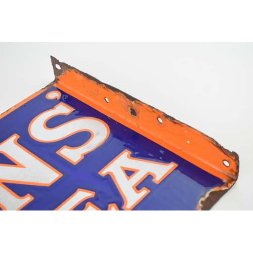 67 - Early 20th century double sided enamel point of sale advertising sign for 'LYONS' TEA' Sold Here. Bl... 