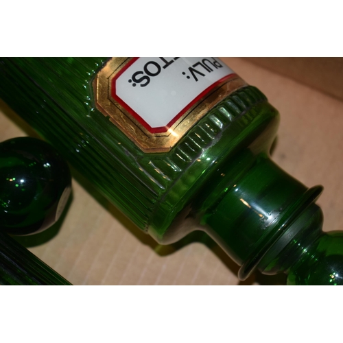 69 - A collection of green glass ribbed poison bottles, suitable for a Chemist / Apothecary, Victorian or... 