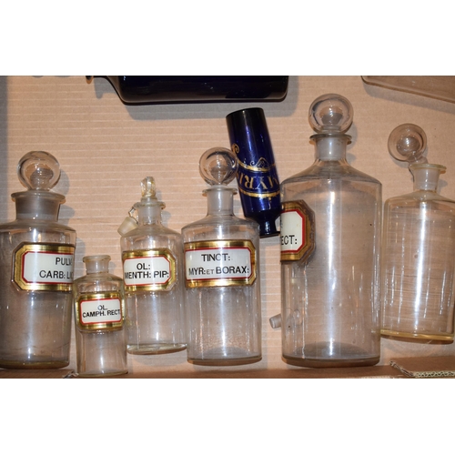 74 - A collection of Victorian and similar chemist / apothecary jars, to include early Bristol blue examp... 