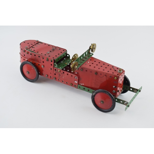 79 - Scratch built Mecanno model of a classic racing car of the 1930s. Built c1950s. Length 35cm. Height ... 