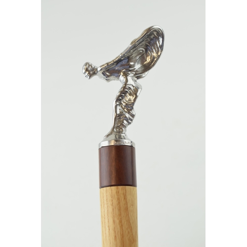 85 - A walking stick with mounted Rolls Royce 'Shadow II' (1974 onwards) mascot. Professionally made by a... 