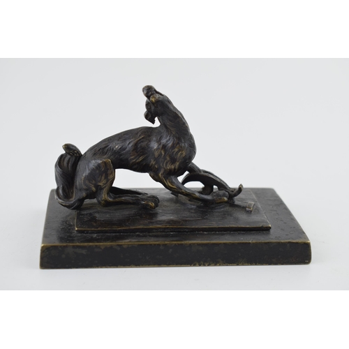 95 - c19th Bronze Statue of a Wolf in a Trap French Russian school