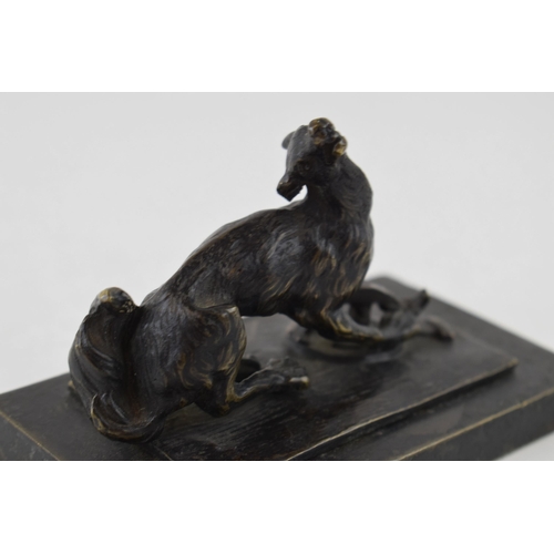 95 - c19th Bronze Statue of a Wolf in a Trap French Russian school