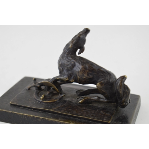 95 - c19th Bronze Statue of a Wolf in a Trap French Russian school