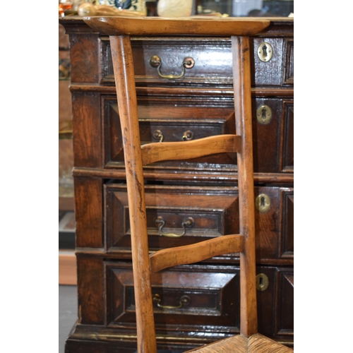 35A - Antique French Prie Dieu Prayer Chair With Woven Rush Seat. Height 91cm.