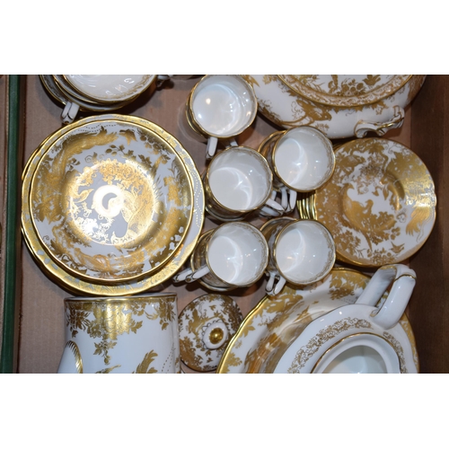 155 - Royal Crown Derby Gold Aves: a 118-piece tea and dinner service in the Gold Aves to include a large ... 