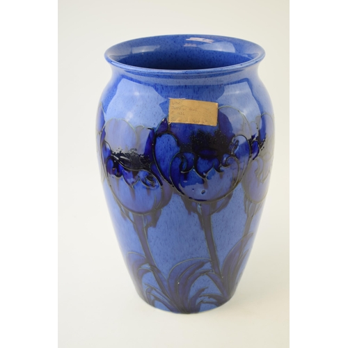 161 - Moorcroft large bulbous vase, Poppy on Blue, 31cm tall, 20cm wide, signed 'W Moorcroft' to base, wit... 