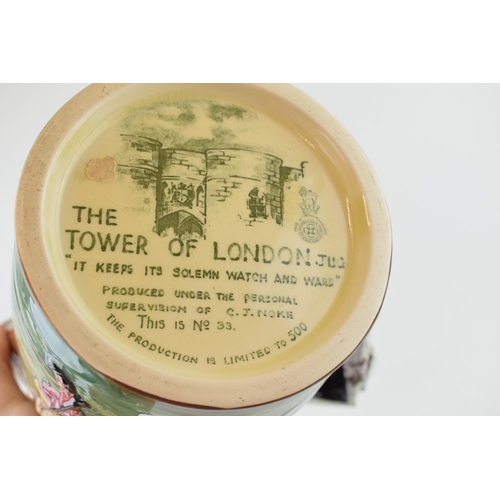 173 - Royal Doulton large embossed jug 'The Tower of London', number 33 of 500 made.