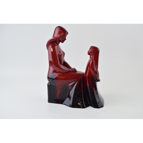 183 - Royal Doulton prototype Flambe figure group Mother & Daughter, 23cm tall.