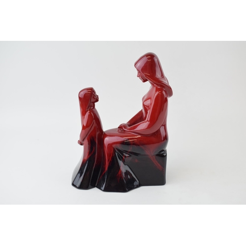 183 - Royal Doulton prototype Flambe figure group Mother & Daughter, 23cm tall.