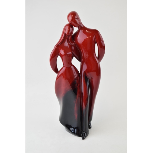 184 - Royal Doulton Flambe prototype Images figure of Man & Woman with arms around each other, height 32cm... 