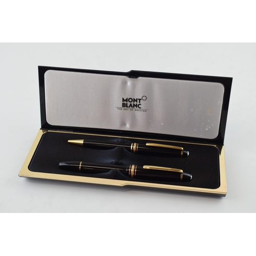 197 - Montblanc Meisterstuck pen set, comprising a Meisterstuck No 146 Fountain Pen, the black resin cap a... 