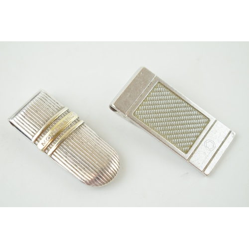 200 - Two Montblanc Silver Money Clips, the first from the Meisterstuck Solitaire Collection, 34.8 grams, ... 