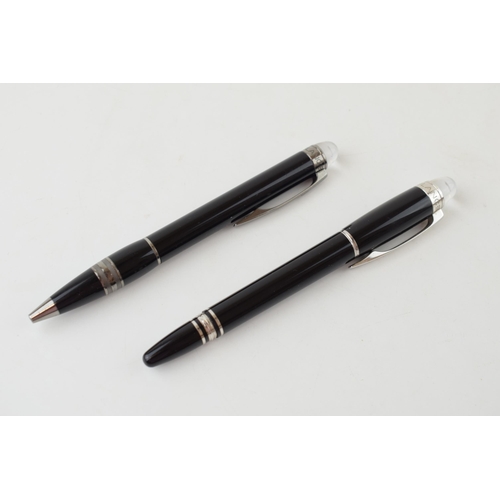 201 - A Montblanc Starwalker Fountain Pen, 14ct white gold nib, black resin body with silver coloured clip... 