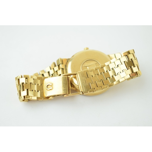 210 - Omega Constellation Electronic Chronometer in 18ct gold case, on 18ct gold graduated bracelet, with ... 