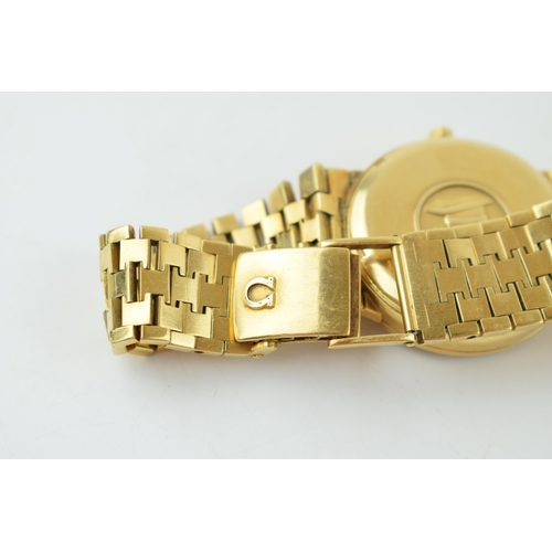 210 - Omega Constellation Electronic Chronometer in 18ct gold case, on 18ct gold graduated bracelet, with ... 